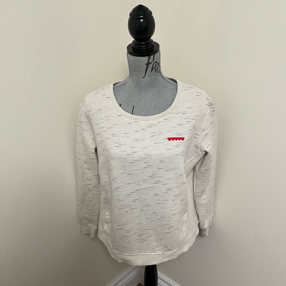 Anthropologie Jane and Delancey Pullover Sweater with Embroidered Hearts, L